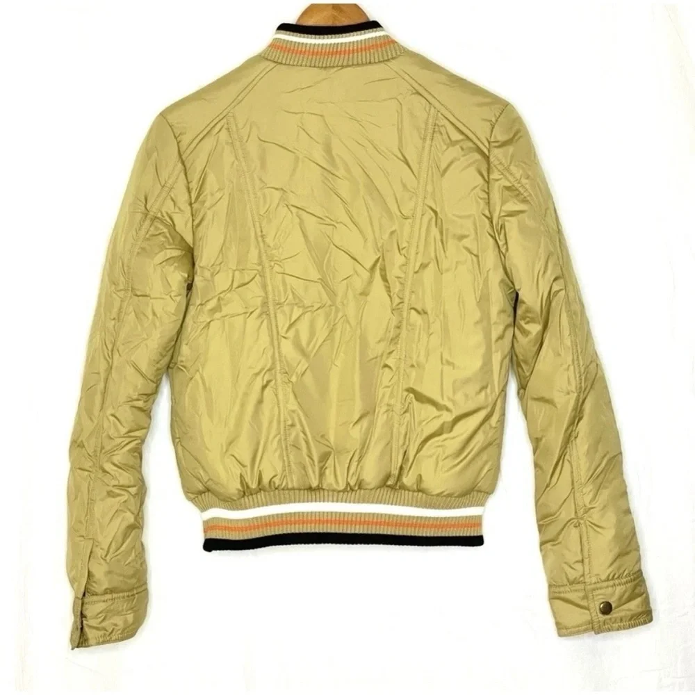 Vintage Gadzooks 90s Gold Bomber Jacket Y2K Puffer Crop Medium (Fits XS)